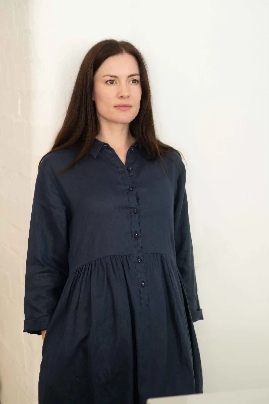 Becky linen dress Prussian Blue