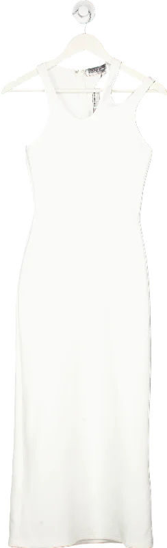 David Koma White Neck Cutouts Pencil Dress Scuba UK 8