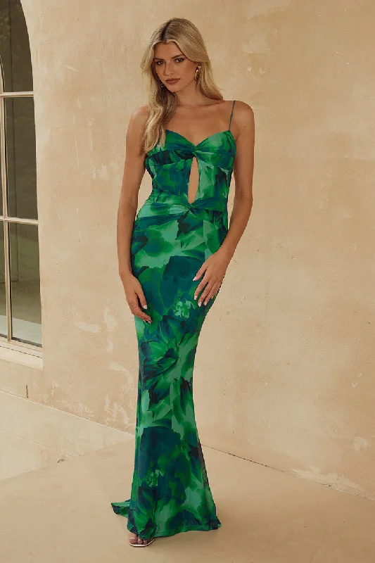 MARLINI MAXI DRESS - GREEN FLORAL