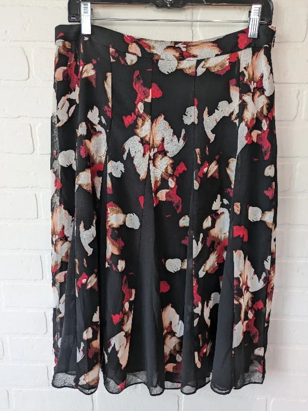 Skirt Midi By White House Black Market In Black Floral, Size: 10