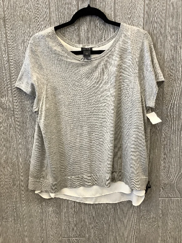 Top Short Sleeve By Ann Taylor In Grey, Size: L