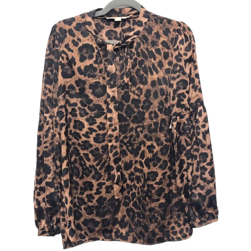 Blouse Long Sleeve By Michael By Michael Kors In Leopard Print, Size: S