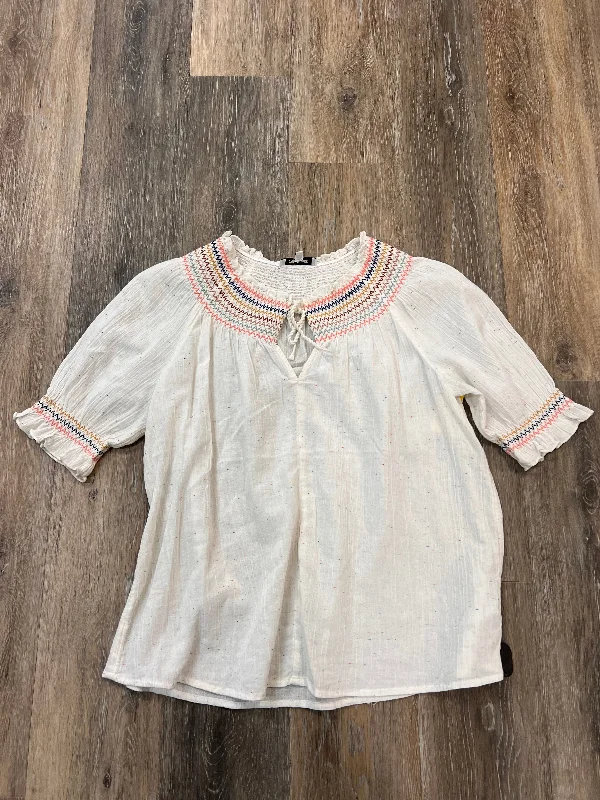 Blouse Short Sleeve By Madewell In White, Size: S