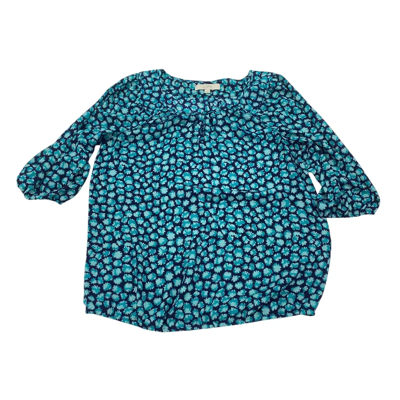 BLUE BLOUSE 3/4 SLEEVE by LOFT Size:M