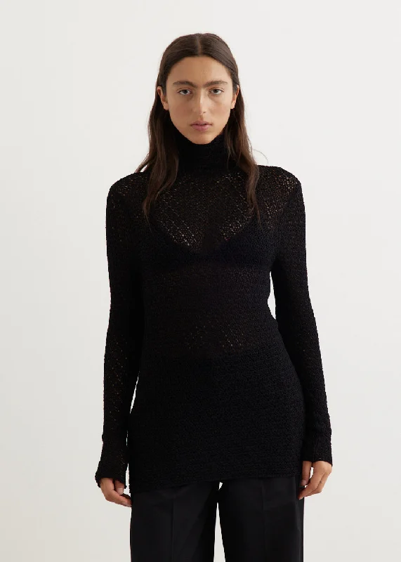 High-Neck Crochet Knit