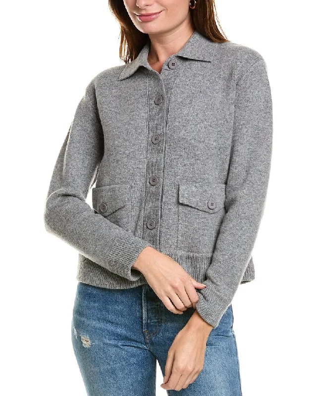 Forte Cashmere Double Knit Crop Rib Trim Wool & Cashmere-Blend Shacket