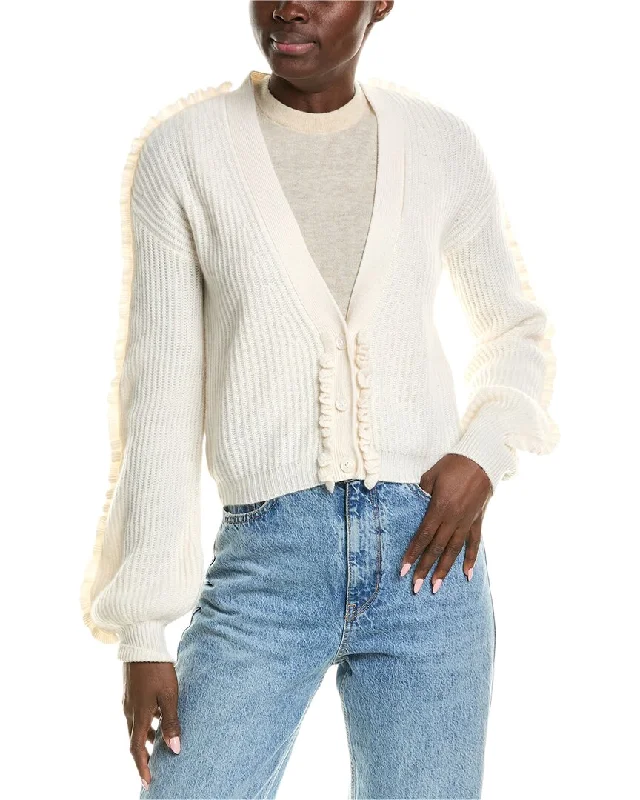 QUINN Ruffle Trim Cashmere Cardigan