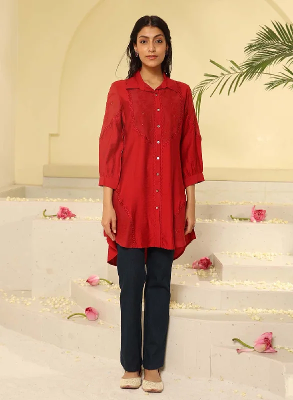 Deep Red Collared Tunic