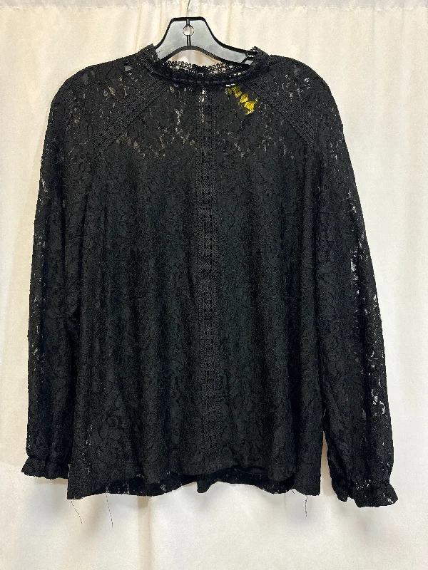 Top Long Sleeve By Cable And Gauge In Black, Size: 1x