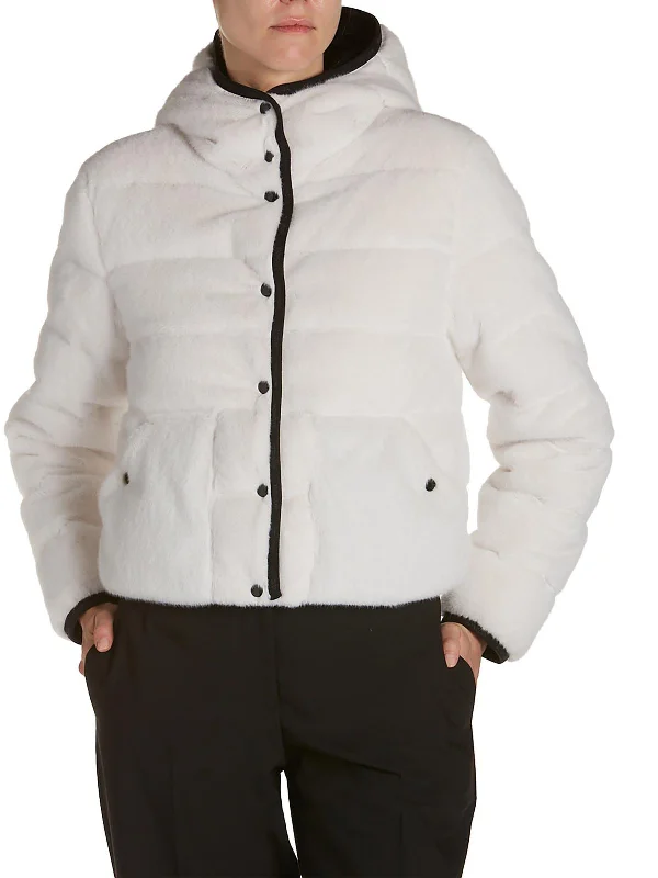 Malp Womens Faux Fur Logo Puffer Jacket