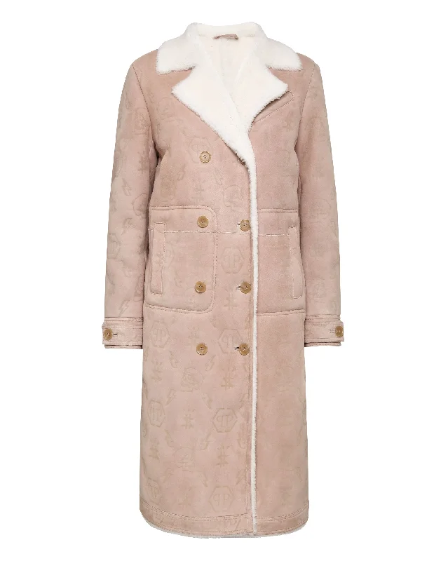 Shearling Leather Long Coat Monogram