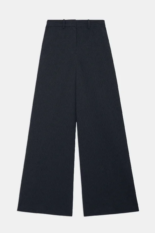 High Waist Seersucker Pant in Navy