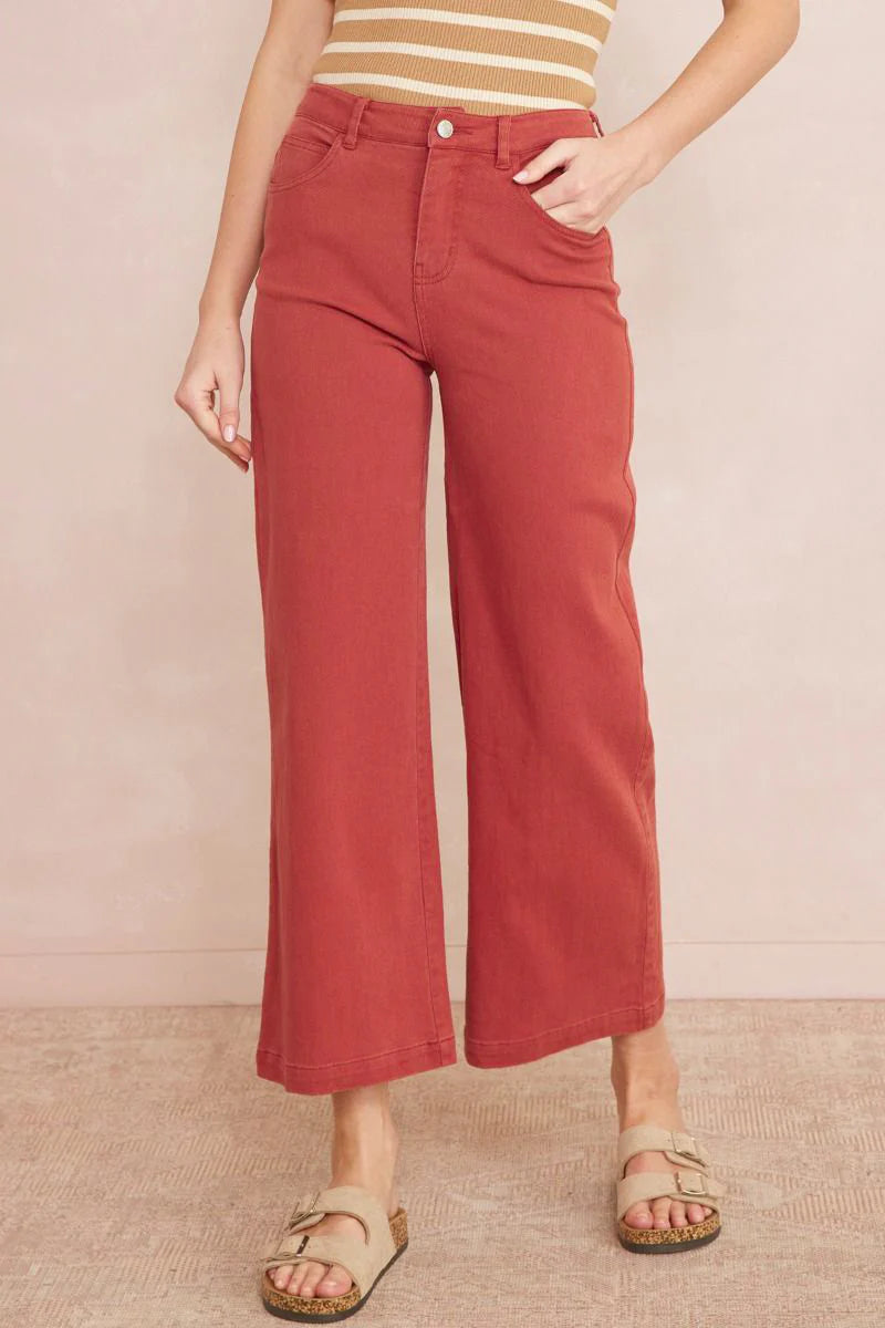 Marsala Wide Leg Denim Pants