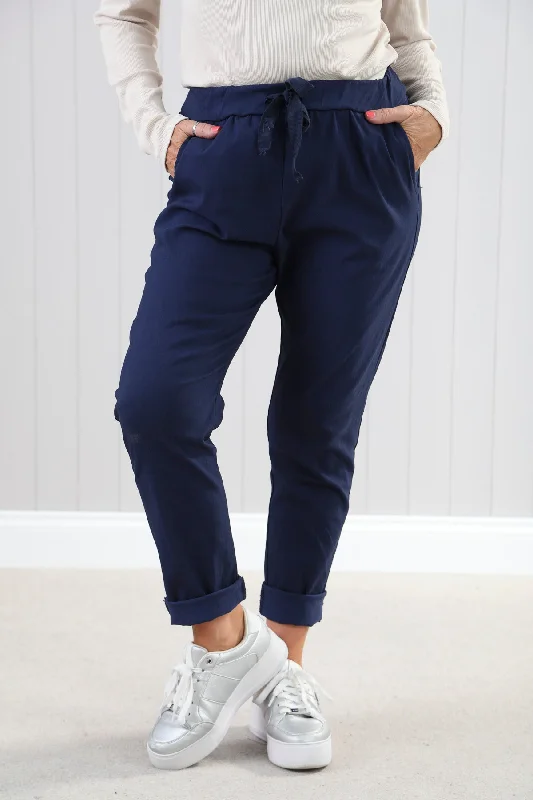 Navy Plain Magic Pants