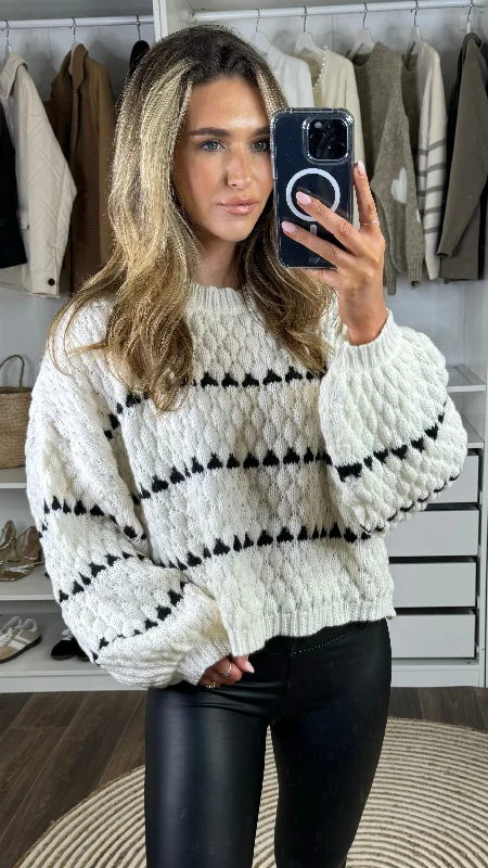 Darian Cream & Black Printed Jumper