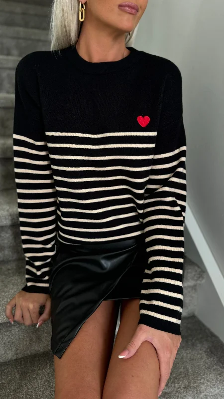 Winsley Black & Beige Striped Jumper